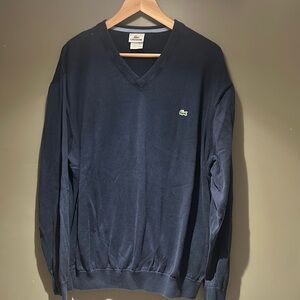 Lacoste Men's Navy V Neck Sweater Good Condition sz 8 XXL